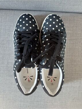 Isaac Mizrahi Black and White Polka Dot Lace-Up Sneakers
